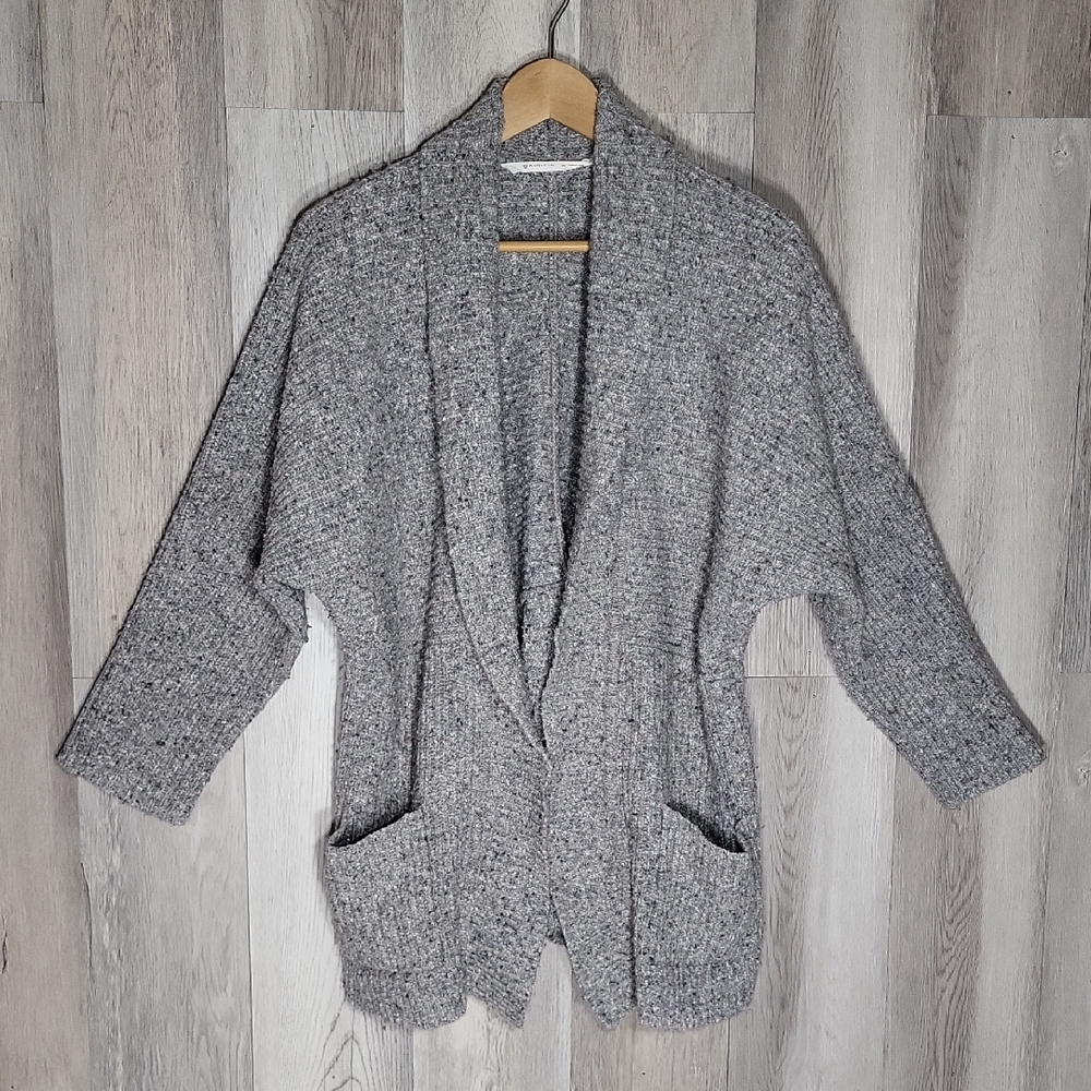 Athleta Womens M Wool Blend‎ Cardigan Sweater Open Front Cottage Flowy Knit